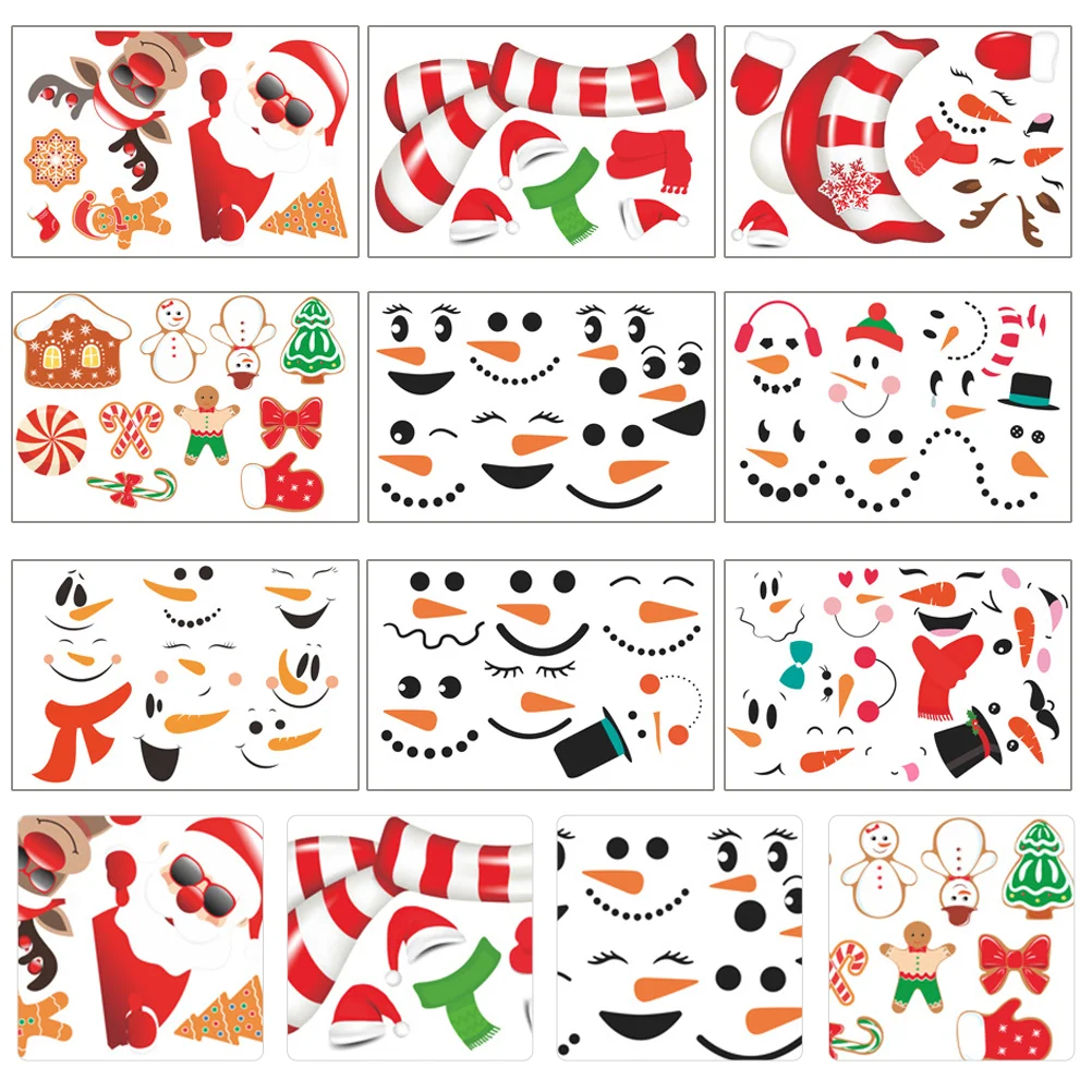

9 Pcs Christmas Fridge Magnets Stickers Snowman Refrigerator Magnets Cartoon Closet Decals Pvc Backdrop Stickers Kuromi