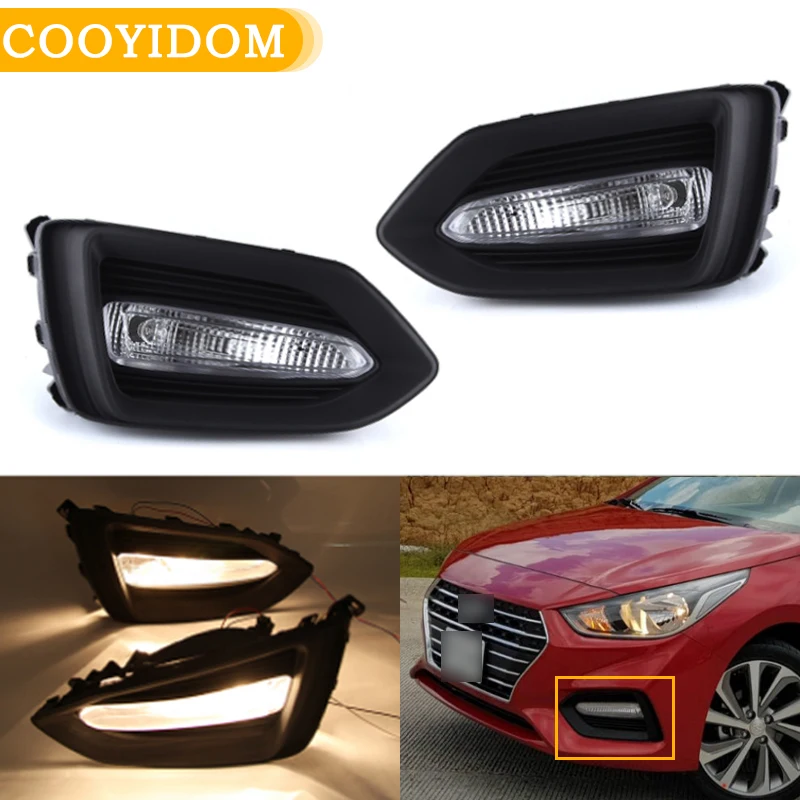 

Передний бампер, противотуманный светильник для Hyundai Accent 2017 2018, 2019, 2020, противотуманная фара, светильник для вождения, головной светильник, д...