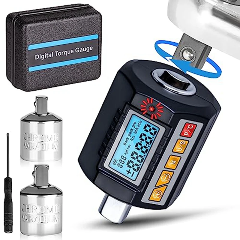 

1 Set Digital Torque Wrench Adapter 1/2.3/8Inch, 1/4Inch-On LED Backlight Memory Function 50H Working Time For Car Repairing
