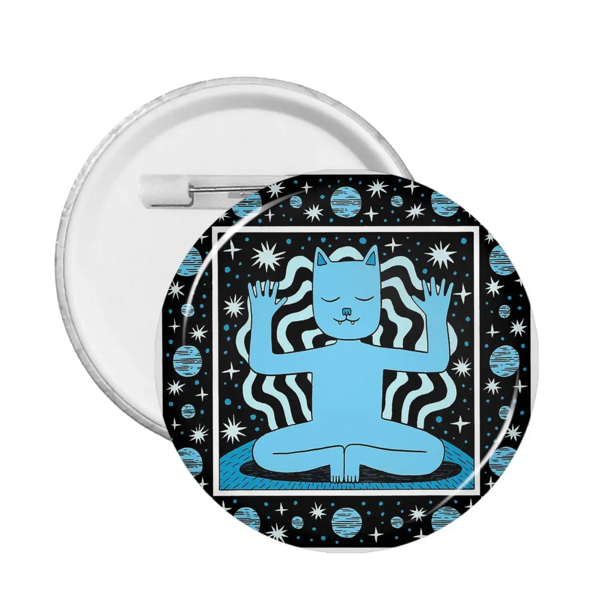 

Geometric Patterns Chill Out Blue Cat Pin Badge For Bag Badges Brooches Decoration Pins For Friends