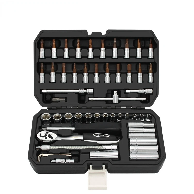

53pcs Car Repair Tool Set,1/4-Inch Socket Set,Ratchet Torque Wrench,Combo Tools Kit,Auto hand RepairingTool Set professional