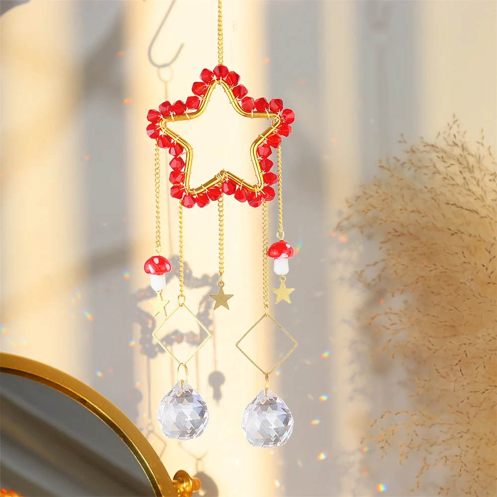 

Five-pointed Star Reflective Pendant Creative K9 Crystal Prism Wind Chimes Garden Ornament Decorations for Family Friend Gifts