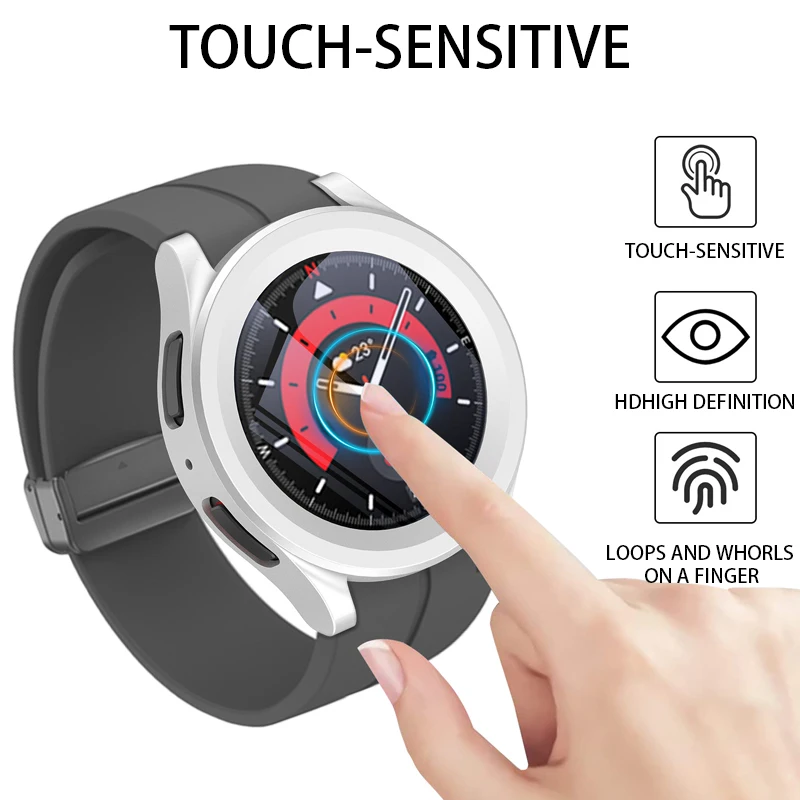 Tempered Glass+Case For Samsung Galaxy Watch 5 Pro 45mm accessories SmartWatch Bumper All-Around PC Screen Protector Galaxy case