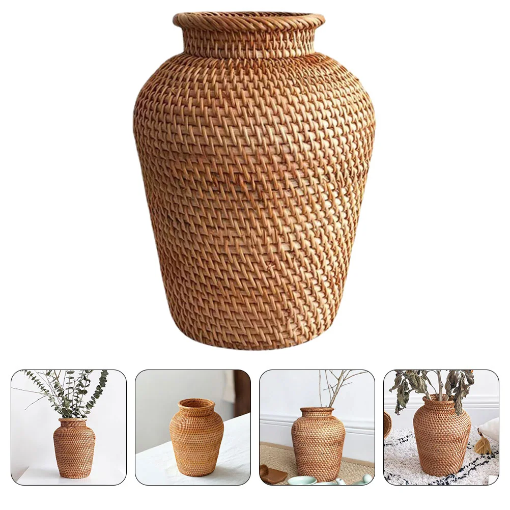 

Rustic Wedding Decorations Rattan Vase Bedroom Desktop Handmade Dried Flower Arrangement Woven Crafts Home