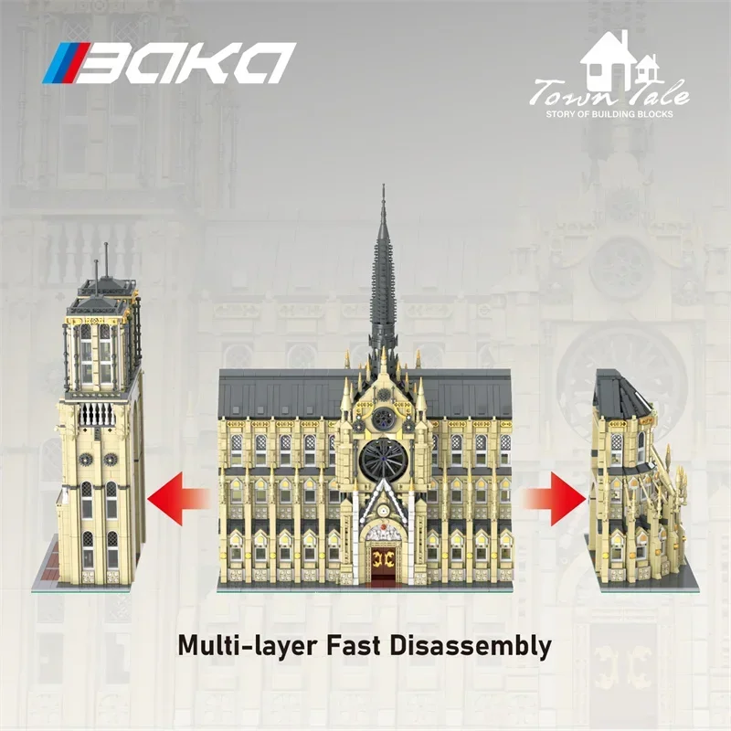 MOC Архитектура Европейский Нотр-Дам Париж Модель 33213 8225 шт. Мировой Собор