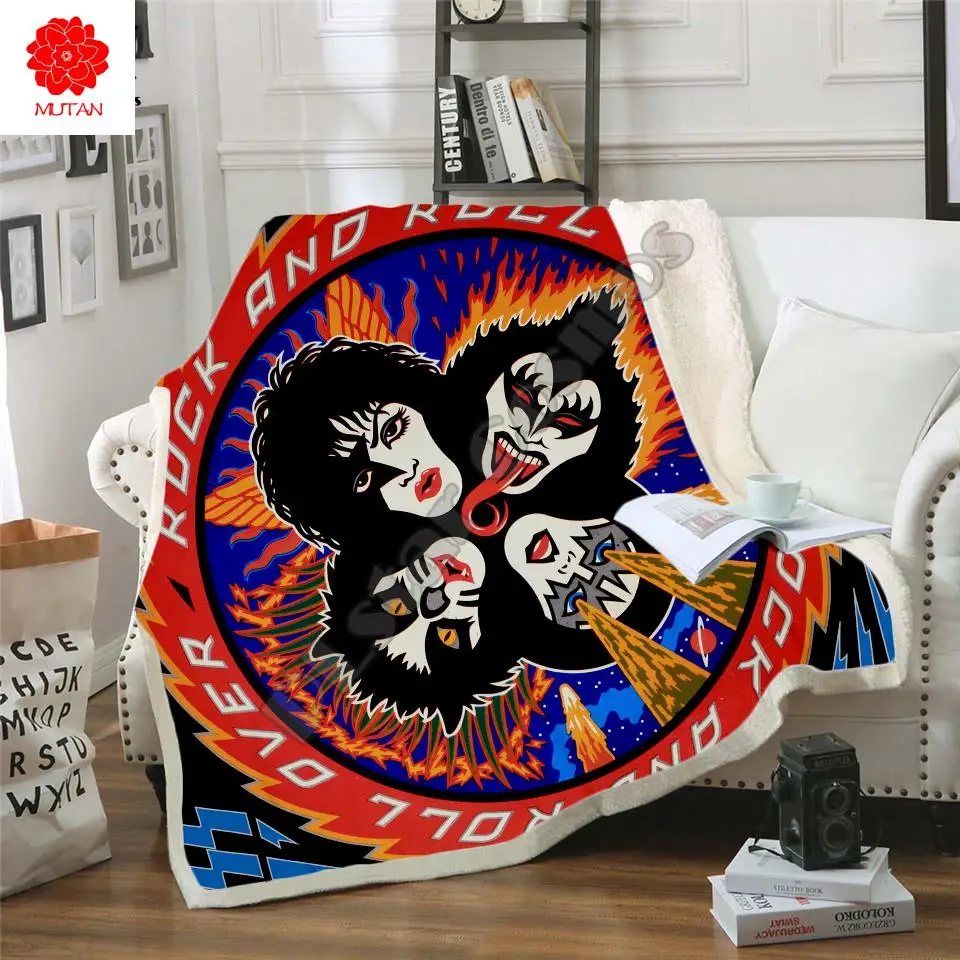 Новое одеяло KISS Rock &amp Roll All Nite вечерние 3D из шерпы с принтом на кровати домашний