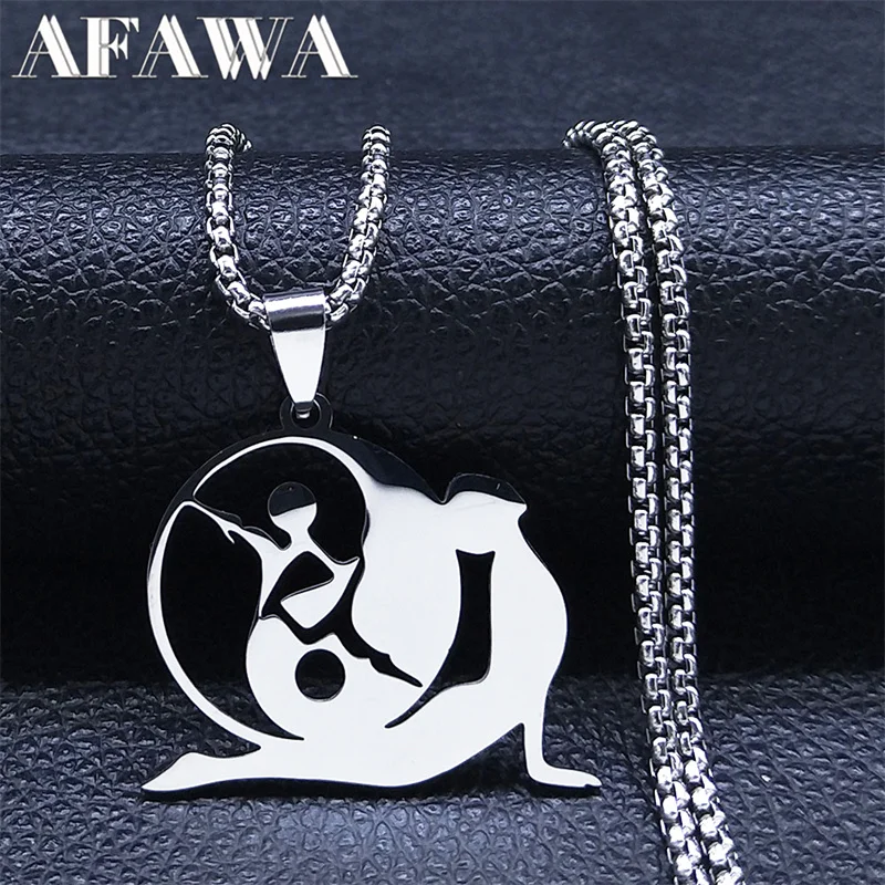 

Yoga Tai Chi Yin Yang Gossip Stainless Steel Necklace Spiritual Om Symbol Hope Reiki Healing Figure Necklace Jewelry colar N4618