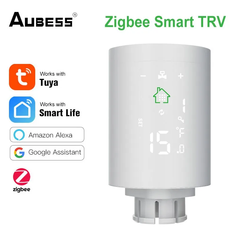 

Aubess Tuya ZigBee 3.0 Smart Radiator Actuator Thermostat Programmable Radiator Valve Temperature Controller Voice Control Alexa