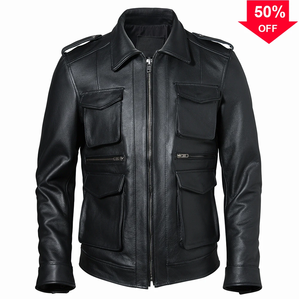 

Men Genuine Leather Jacket 100% Real Cowhide Men's Leather Coat Male Natural Skin Clothing Autumn Asian Size S-5XL M608