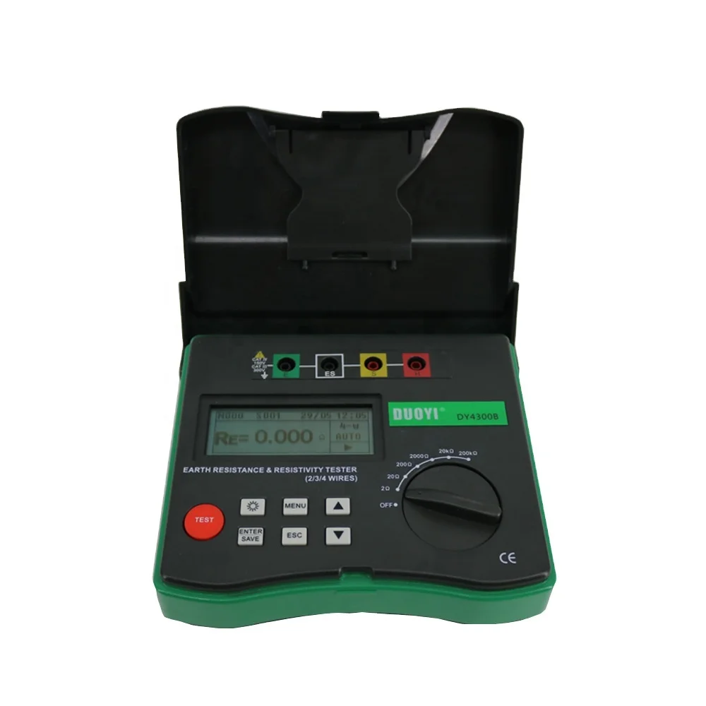 

DY4300B 4-Terminal Earth Ground Resistance and Soil Resistivity Tester Measuring Range 0 to 209.9 Data Memory 1000 Sets