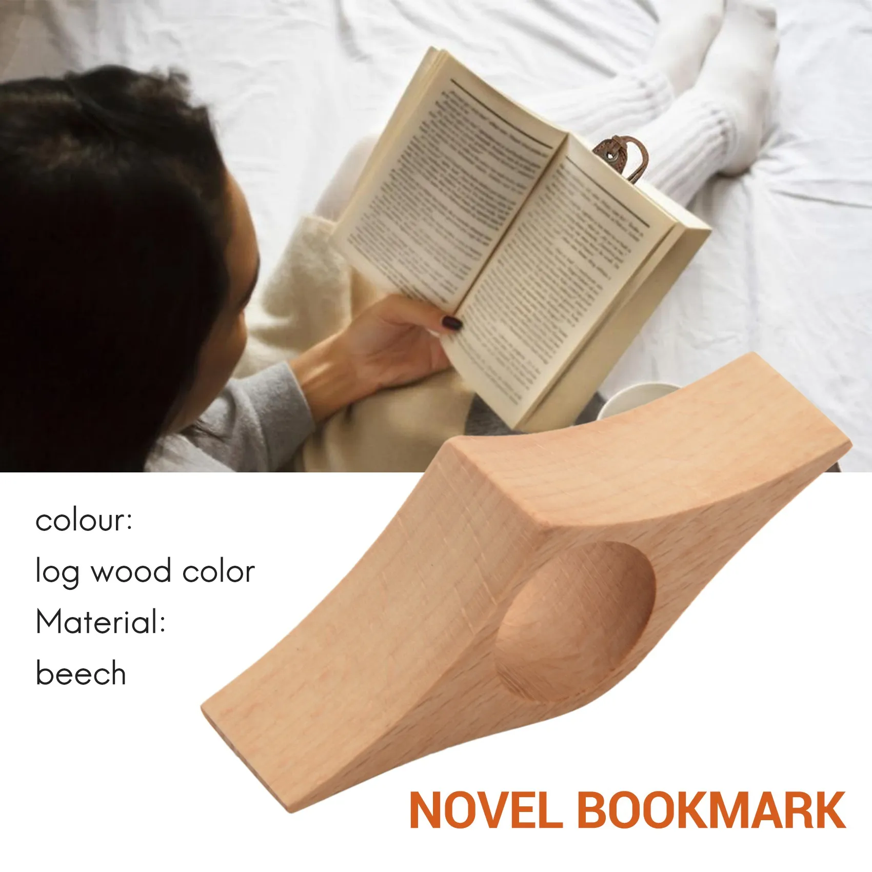

Деревянная искусственная, стильная личная книга-помощник большого пальца, для чтения (буковая древесина-маленькая)