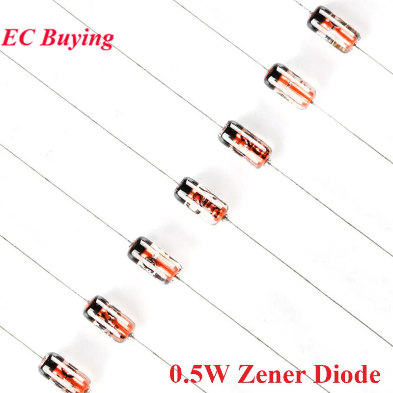 100 шт. 0,5 Вт 1/2 Вт стабилитрон BZX55C43 BZX55C30 BZX55C22 BZX55C18 BZX55C16 BZX55C15 BZX55C13 BZX55C12 BZX55C11 BZX55C10 DO-35