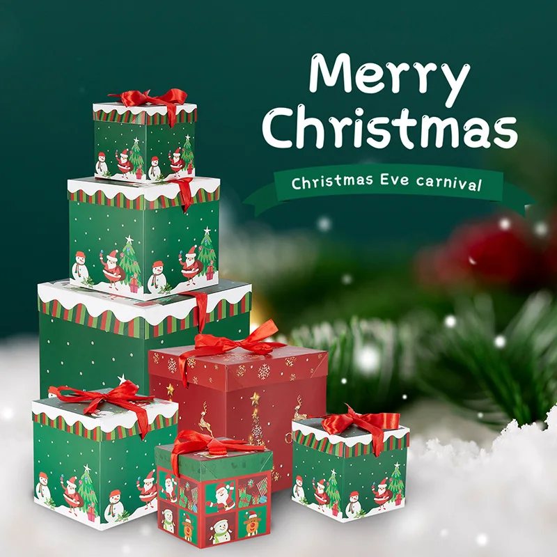 

3pcs Christmas Packing Box Gift Box Merry Christmas Decorations For Home Christmas Tree Gift Boxes Santa Claus Package Boxes