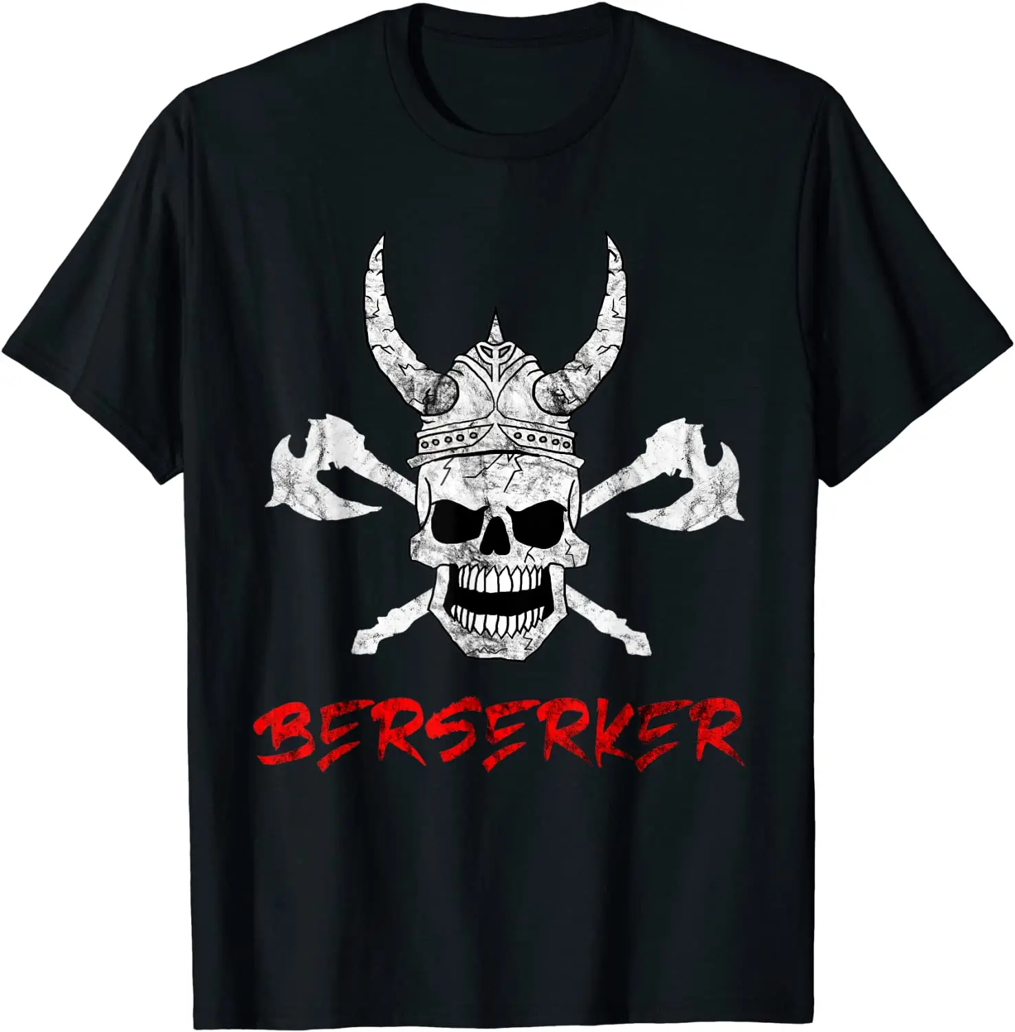 

Berserker Vi king Warrior Skull Norse Mythology Valhalla Odin T-Shirt Short Sleeve Casual 100% Cotton O-Neck Summer Tees