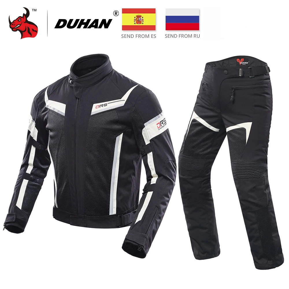 

DUHAN Motorcycle Jacket Summer Men Breathable Mesh Moto Motocross Jacket Jaqueta Motociclista Motobike Racing Jackets Pants