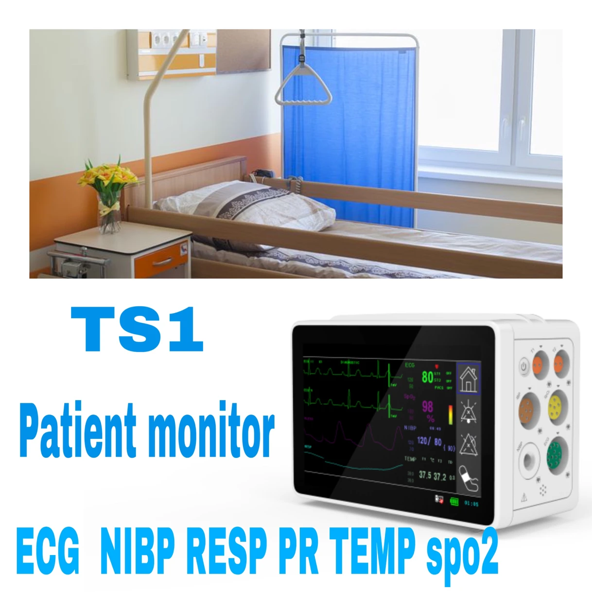 CONTEC TS1 Монитор пациента с сенсорным экраном 5-дюймовый интеллектуальный
