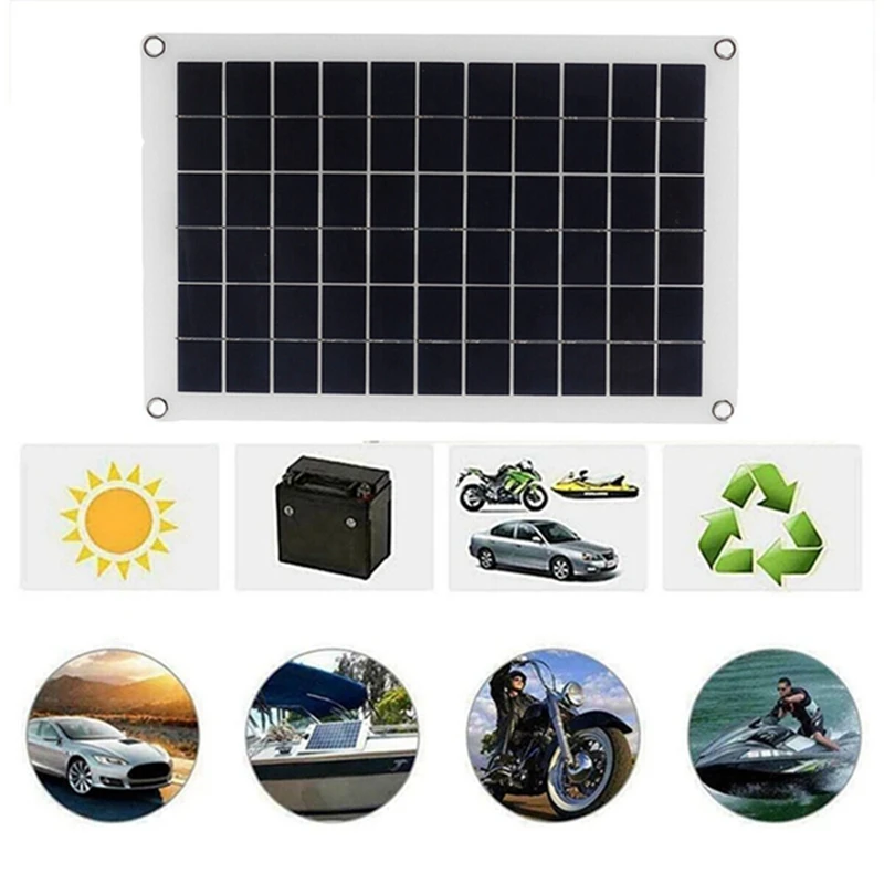 20W Solar Panel Kit 12V Charge Battery With Controller Phone Charger Plate For RV Car Yacht Caravan Outdoor