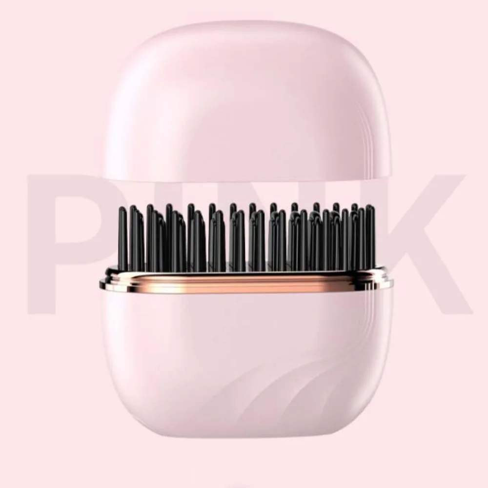 Фото Перезаряжаемая USB мини-расческа для челки, беспроводная, с защитой от ожогов, портативная, карманная, горячая расческа против пушистости и статического электричества №1