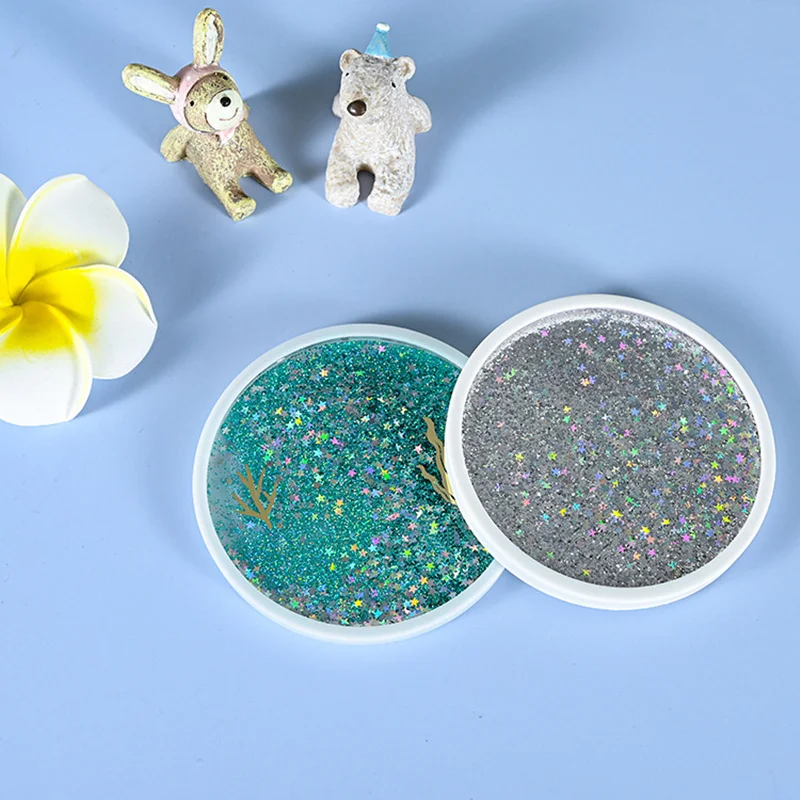 Подставки с сыпучим песком для напитков Горячие силиконовые подставки блестками