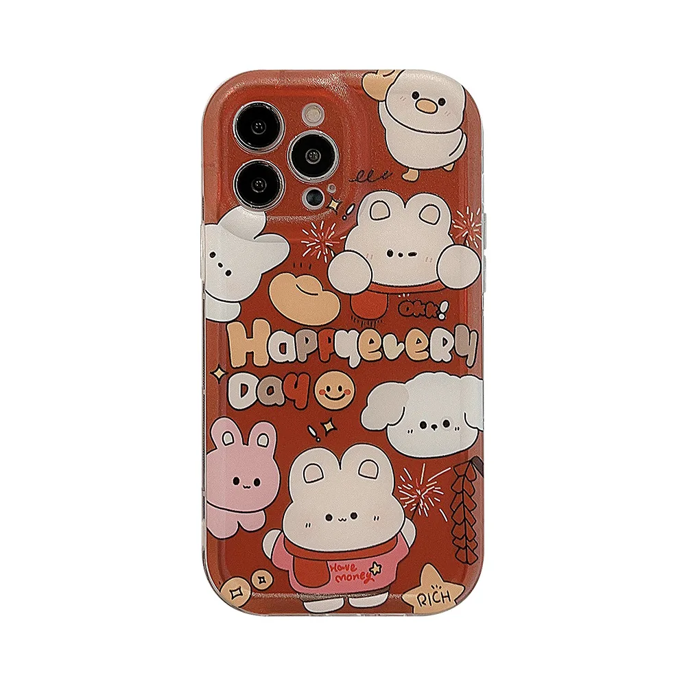 Lovely Rabbit Fireworks Phone Case For Iphone 14 13 12 11 Pro Max X XR XSMAX 7 8 Plus SE TPU Case Cover New Products