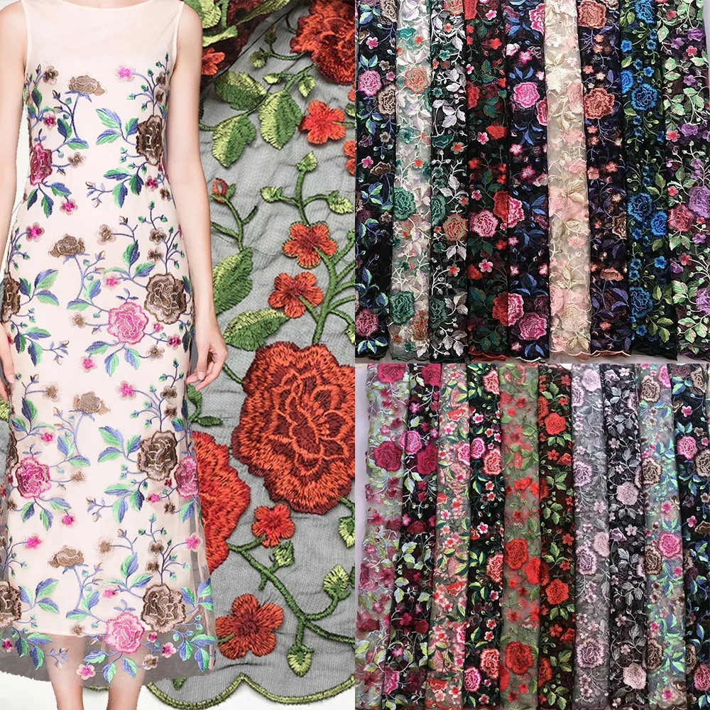 Кружевная ткань с 3D вышивкой пиона кружевное прозрачное Сетчатое Тюлевое платье