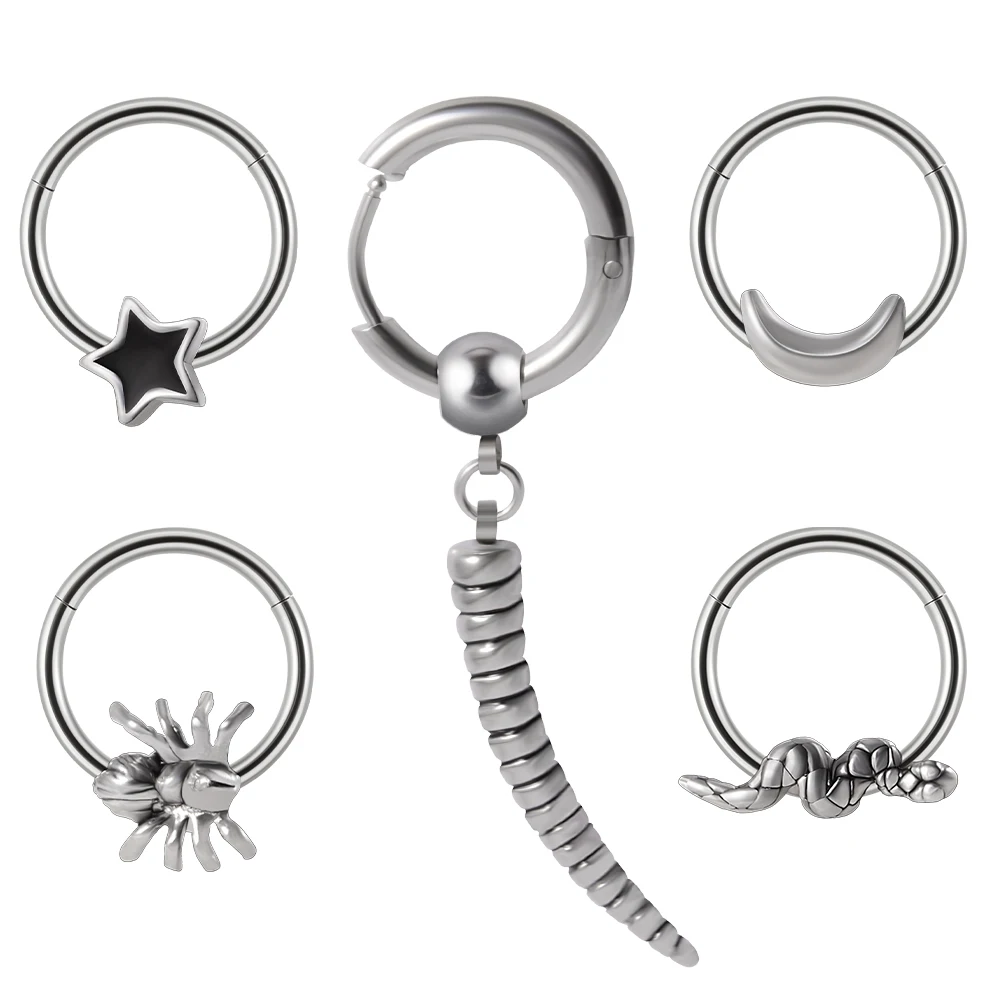 

1PC 361L Stainless Steel New Fashion Popular Street Hip-Hop Ins Super Hot Personality Nose Ring Cartilage Body Jewelry