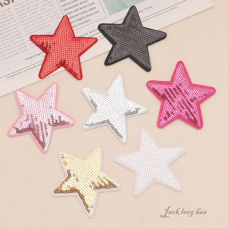 

1pcs Glitter Five-pointed Star Iron On Patches For Clothing Shoes Bags Fashion Sequined DIY Appliques Home Supplies