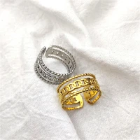 stainless steel chained ring wedding gold color couples three layers rings simple beautiful for women girlfriend jewelry gift