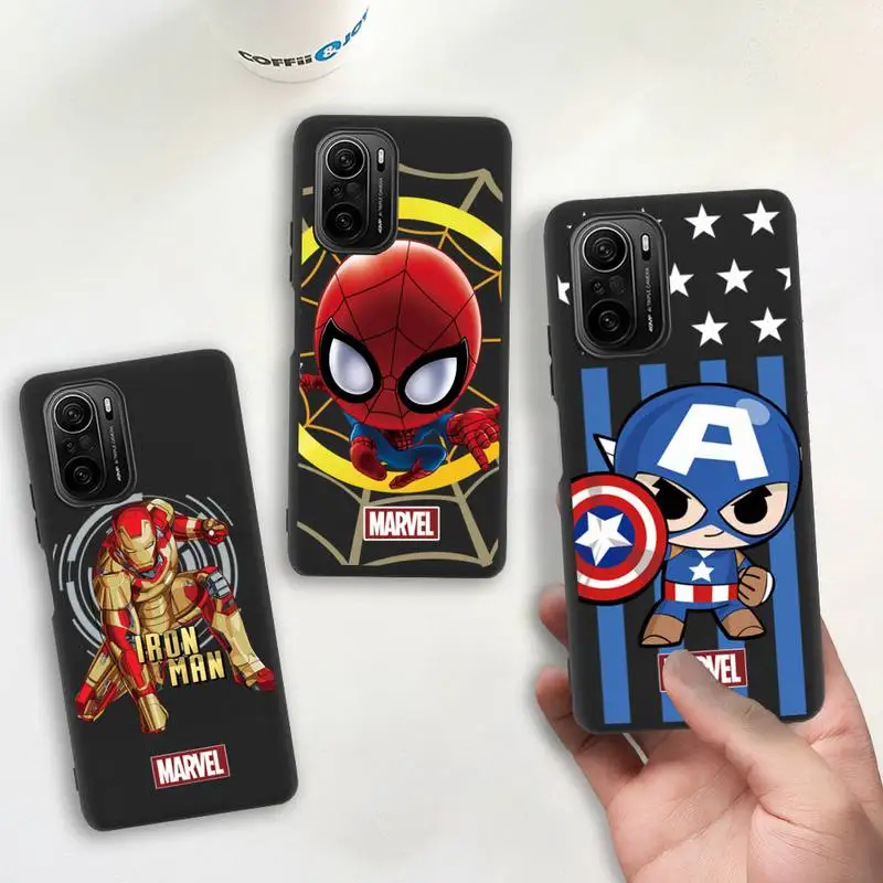 

Marvel hero Spider Iron man Captain America Phone Case for Redmi 9A 8A Note 11 10 9 8 8T Redmi 9 K20 K30 K40 Pro Max soft Cover