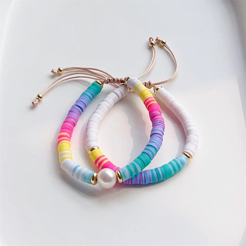

Heishi Bracelet Summer Jewelry for Women Polymer Clay Disc Beads Bracelets Natural Pearl Boho Jewellery Pulseras Wholesale