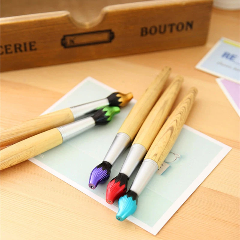 

Creative Personality Brush Shape Boutique Creative Ballpoint Pen Oil Brush Wooden Brush Water Transfer Ballpoint Pen