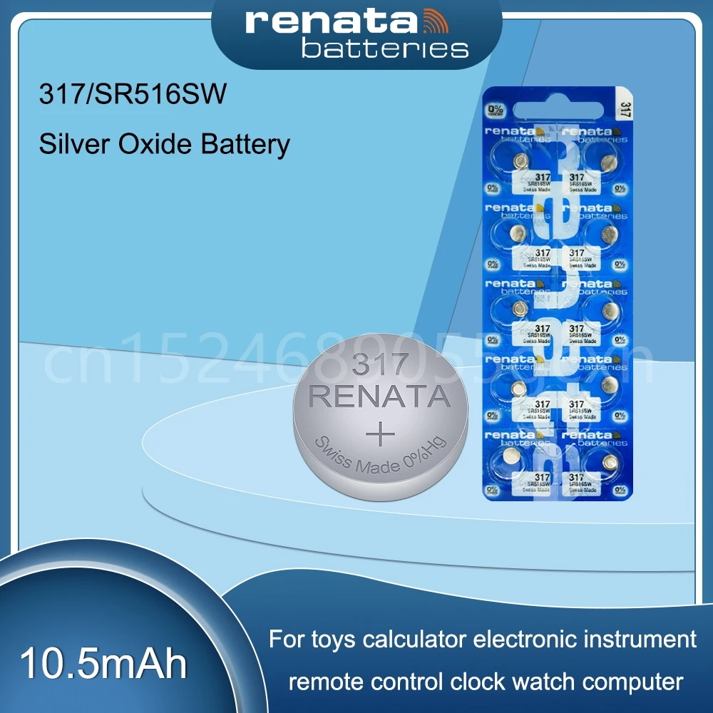 Оригинальный аккумулятор Renata 317 SR516SW D317 V317 SR62 1,55 в из оксида серебра для часов, швейцарская пуговица, монетница