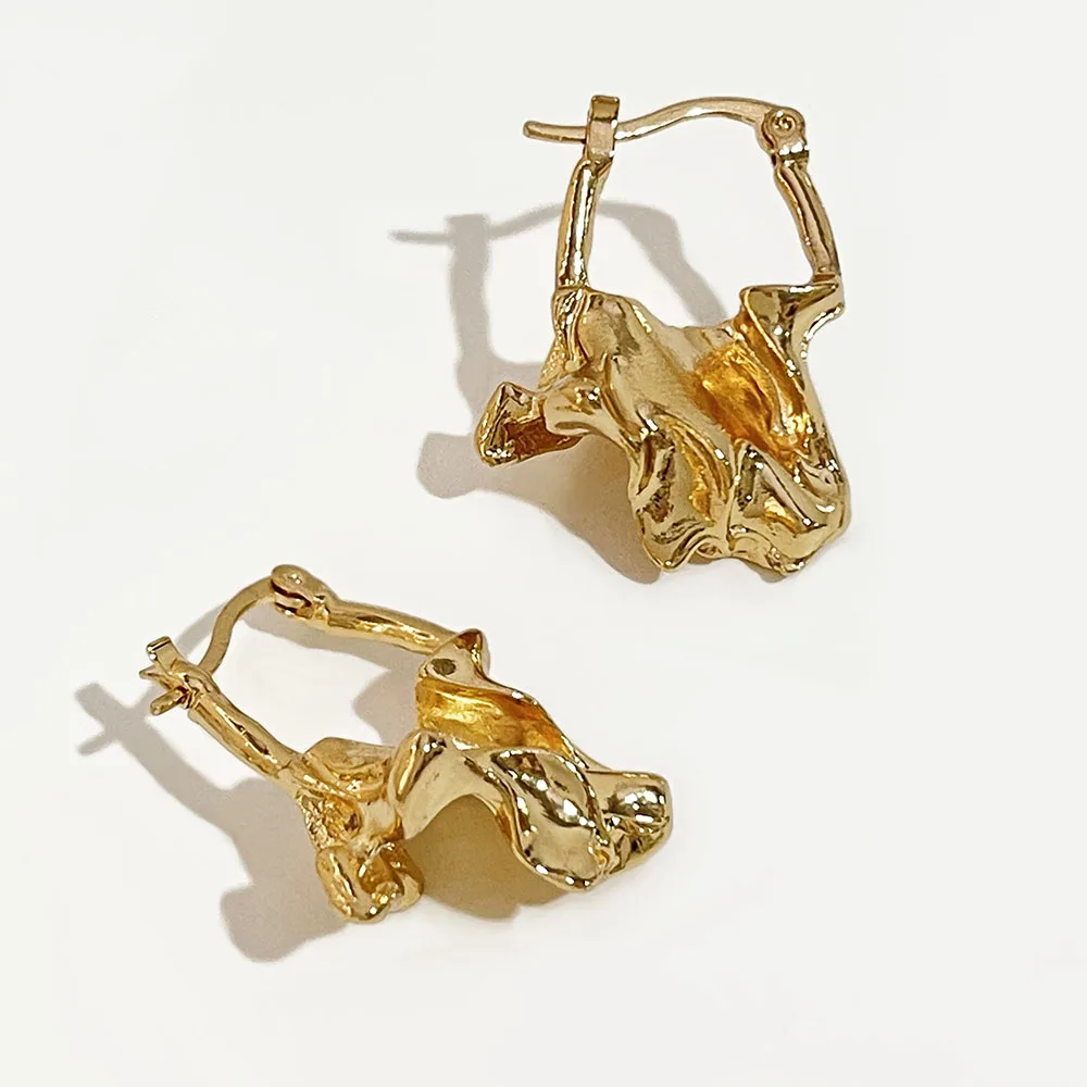 Серьги-кольца Peri'sBox Instajewelry женские золотистые со складками серьги с