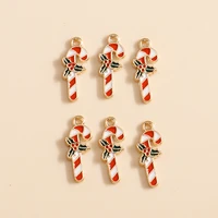 10pcs 617mm enamel christmas candy cane charms for earrings pendants necklaces charms diy jewelry making accessories