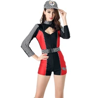 adult sports racing uniform race car driver long sleeve jumpsuit racing girls cosplay costume cheerleader outfit
