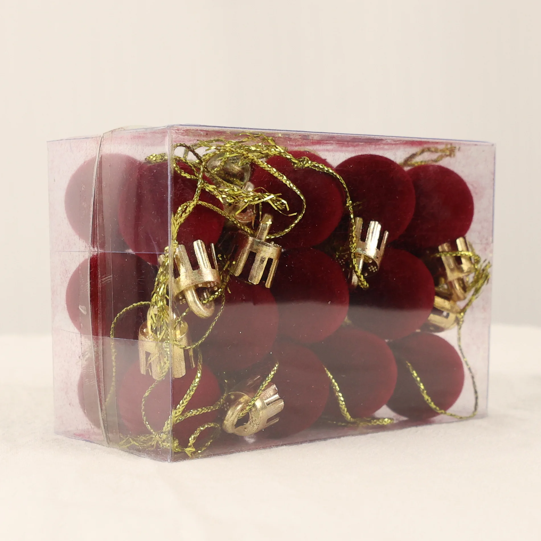 

Флокированные рождественские шары 2 см, 24 шт., винно-красный, розовый