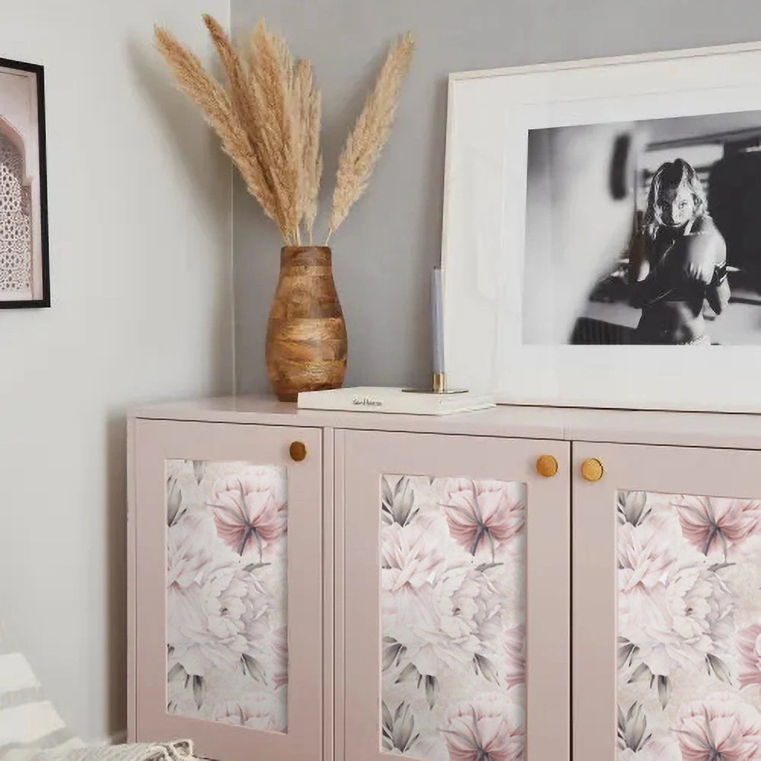 

Funlife®Румяна, Розовый пион, тканевые Стикеры для мебели, настенные наклейки, съемные обои, водонепроницаемые, для гостиной, спальни, домашний ...