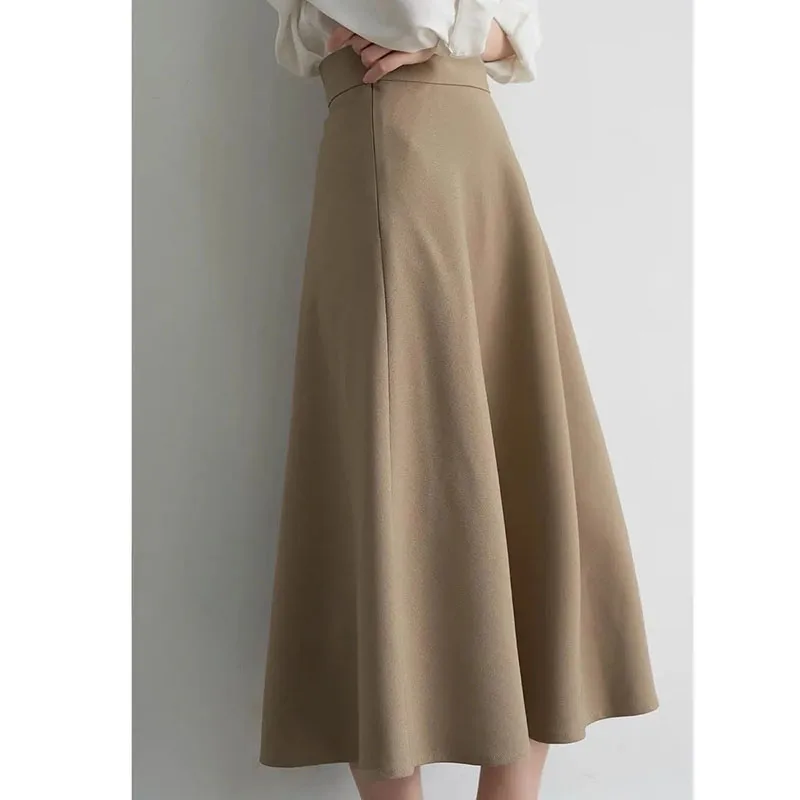 

Retro Elegant Pleated Skirts Women High Waist A Line Midi Black Skirt 2022 Spring Summer Loose Solid Ladies Long Skirt Faldas