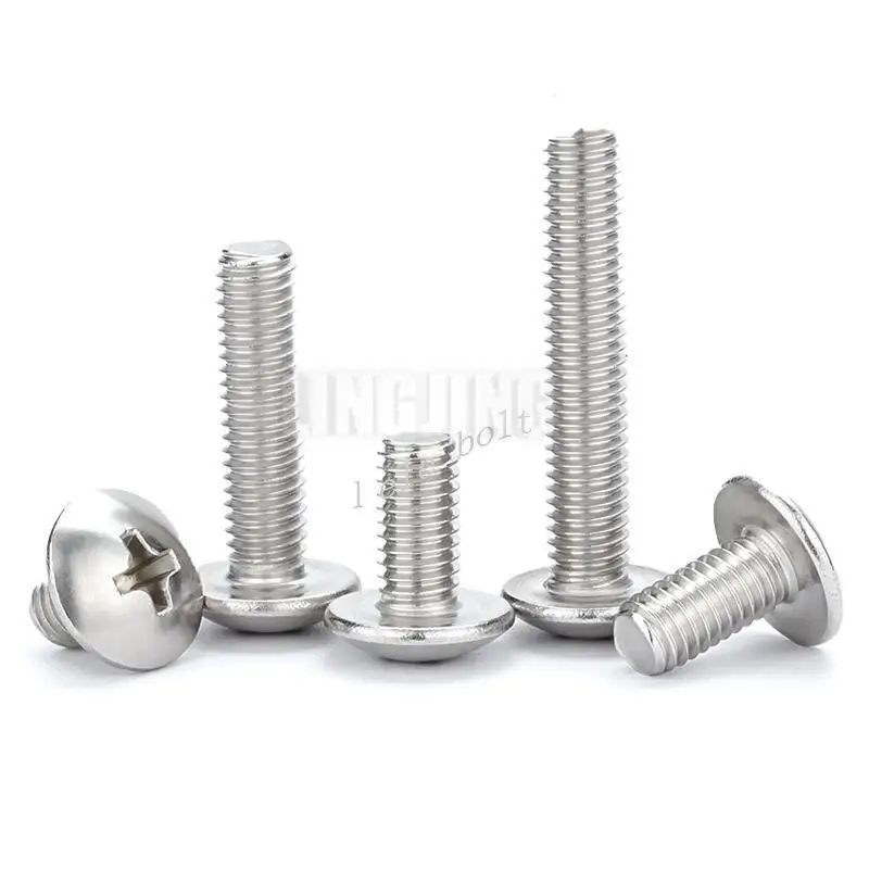 

10/55PCS M3 M4 M5 M6 M8 304 Stainless Philips Screw Cross Recessed Truss Head Machine Screws Mushroom Big Flat Head Bolt
