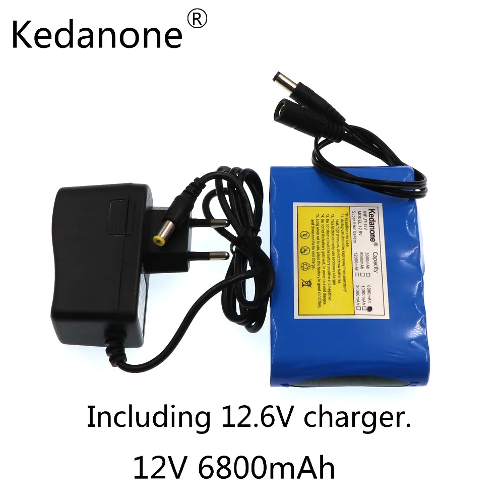 

2018/ Kedanone Portable Super Rechargeable Lithium Ion battery pack capacity DC 12 V 6800 Mah CCTV Cam Monitor free shipping