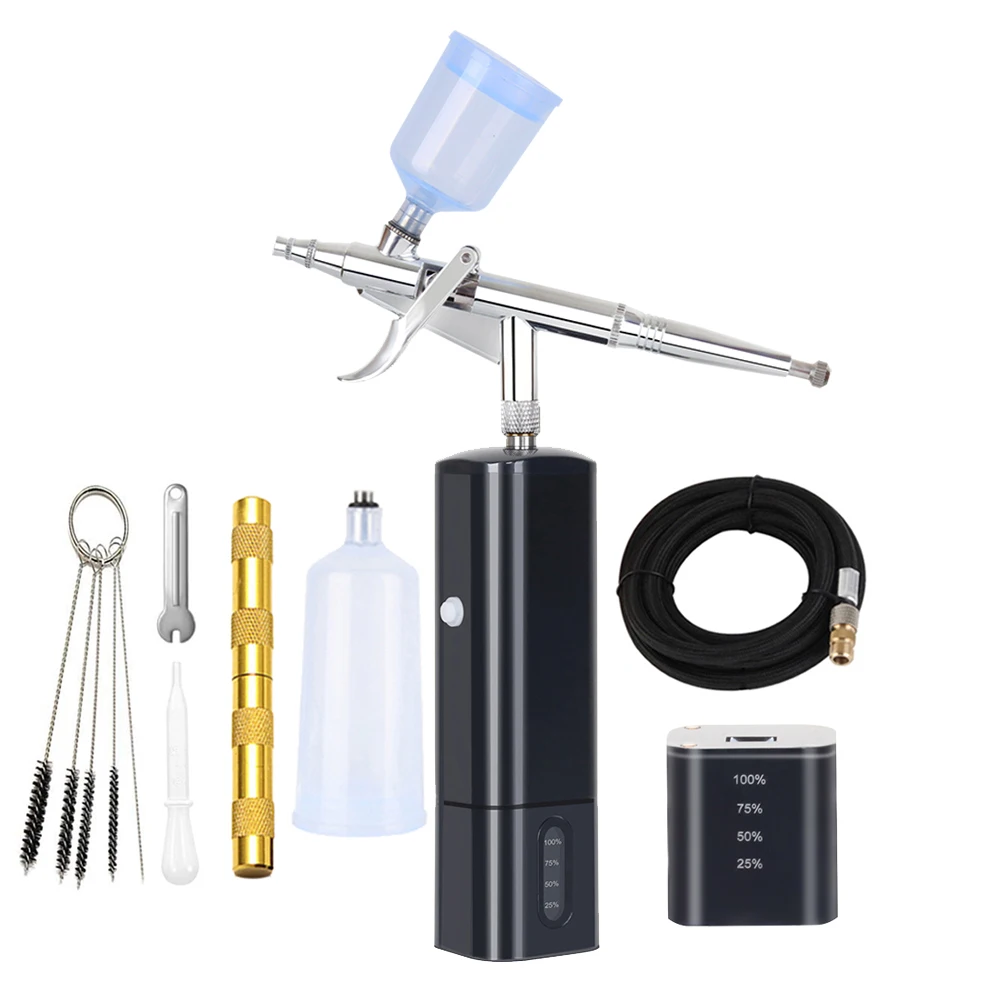 Gravity Feed Airbrush Kit With Dual Action Compressor Cup Replaceable Pen For Beautiful Model Cake Paint Art Tattoo Barber