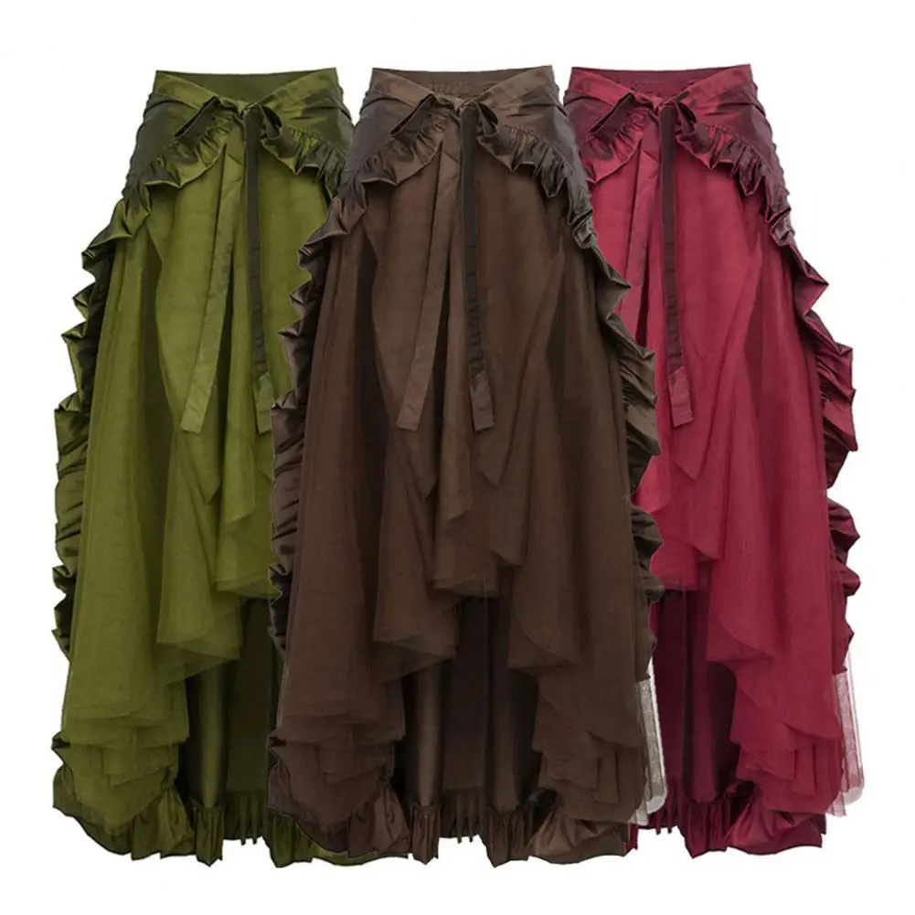 Женская юбка в стиле ретро Хэллоуин косплей стимпанк готическая с запахом