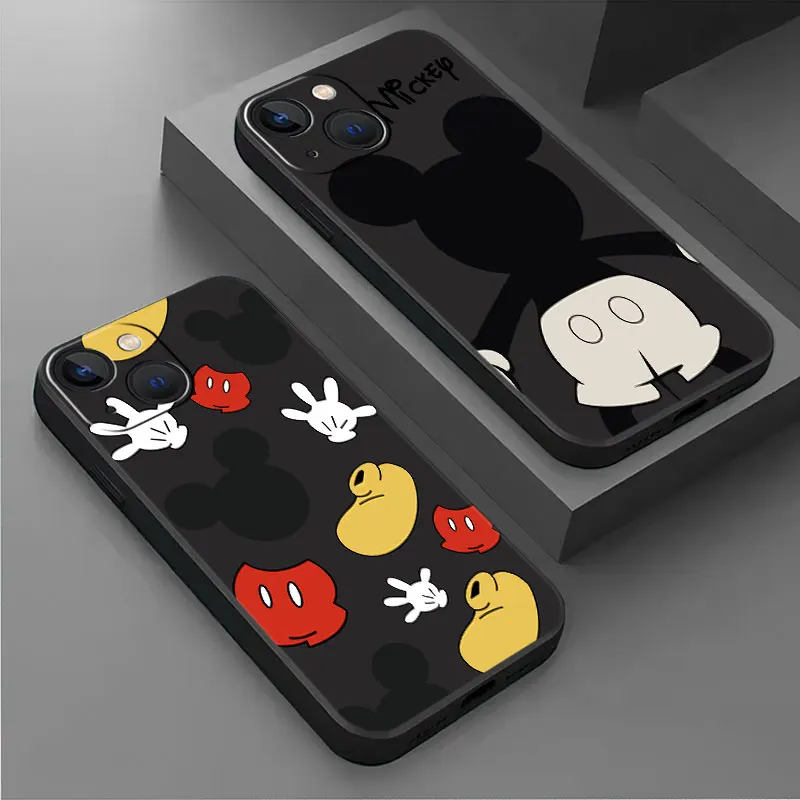 

Phone Soft Case For iPhone 14 13 12 11 Pro Max XS Max XR X 7 8 6 6S 5 5S 14 Plus 12 Mini SE Black Cover Fashion Mickey Minnie