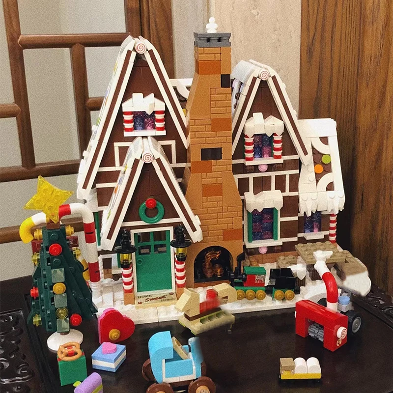 

Пряничный домик идеи кирпичи набор игрушек набор моделей 1477 шт. строительные блоки для детей Рождественский подарок зимняя деревня 10267