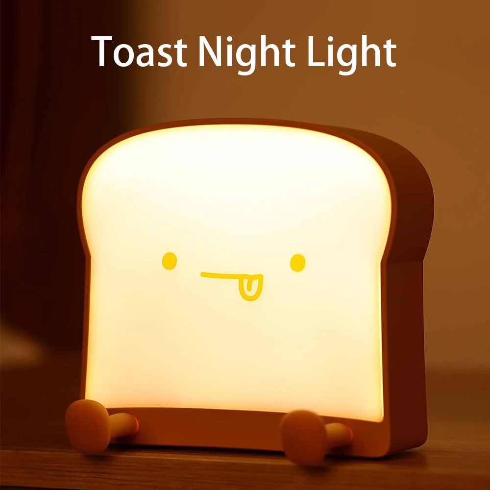 

Toast Cute LED Night Light with Timer USB Rechargeable Touch Dimming Night Lamp Bedroom Decoration Desk Light Children Toy Lamp