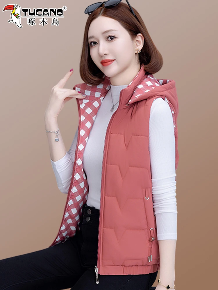 Woodpecker down Cotton-padded Vest Women Autumn and Winter 2024 New Middle-Aged Elderly Mothers Western Sle Fashionable...