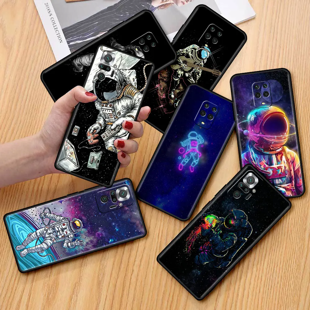 

Funda For Xiaomi Redmi Note 10 9 11 Pro Soft Phone Case 10S 9S K40 8 9A 9C 9T 7 10C 8T Silicone Cover Universe Cool Astronaut