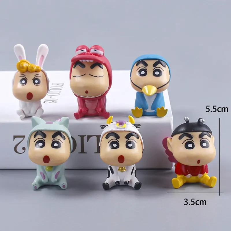 

6Pcs/set Anime Crayon Shin Chan Action Figure Nohara Shinnosuke Q Version Cute Baby Figurine Pvc Collection Doll Kids Toys Gift