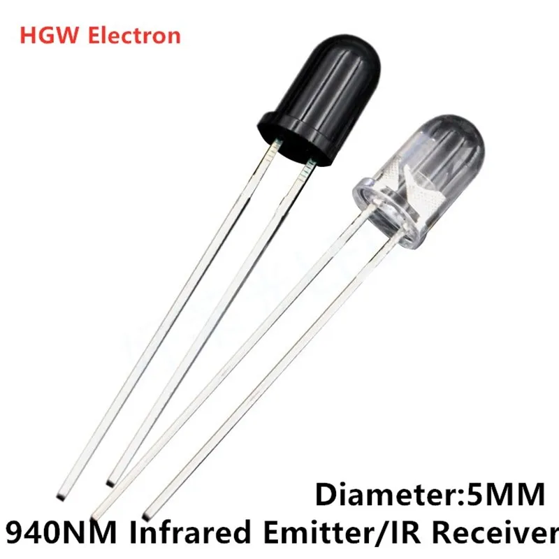 

10pcs Diameter 5mm 940nm LEDs Infrared Emitter and IR Receiver Diode 10pairs Diodes