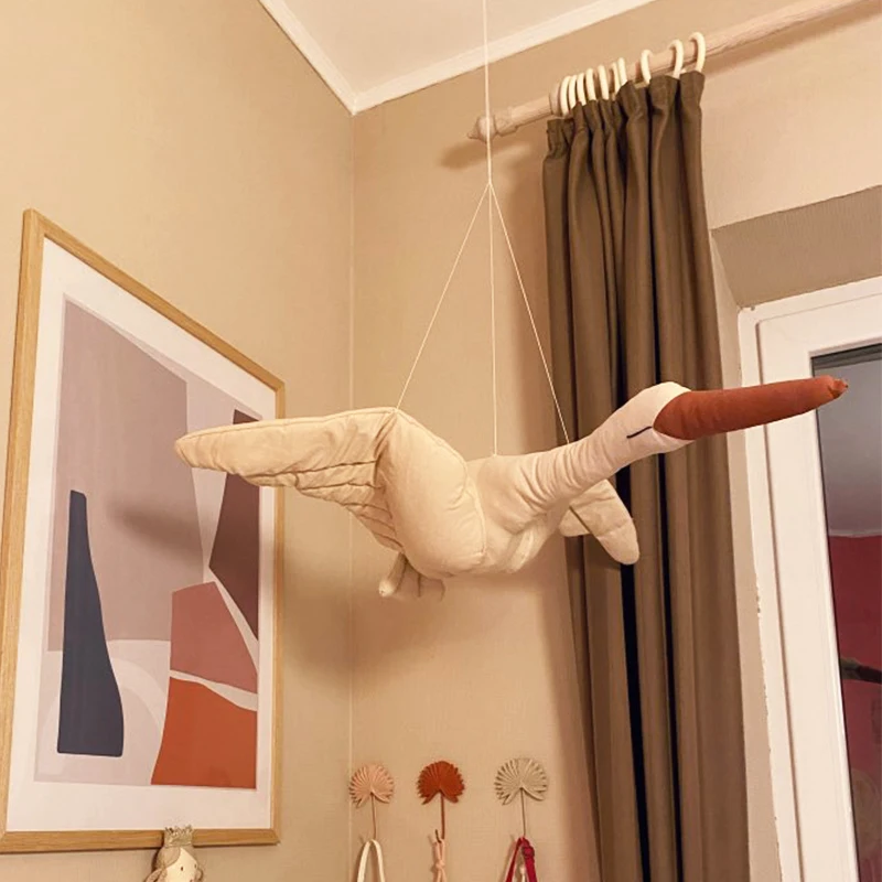 

Family Bedroom Nursery Room Decor Hanging Ornaments Creative Wall Hanging Swan Plush Stuffed Doll Baby Soothing Pillow